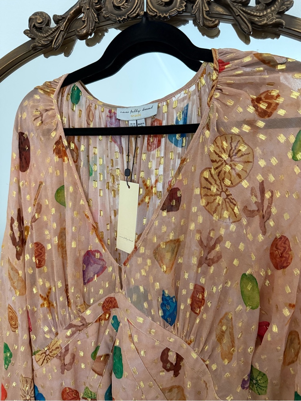 Never Fully Dressed Blush Shell Reign Maxi Dress with Multicolor Motifs - Picture 3 of 3